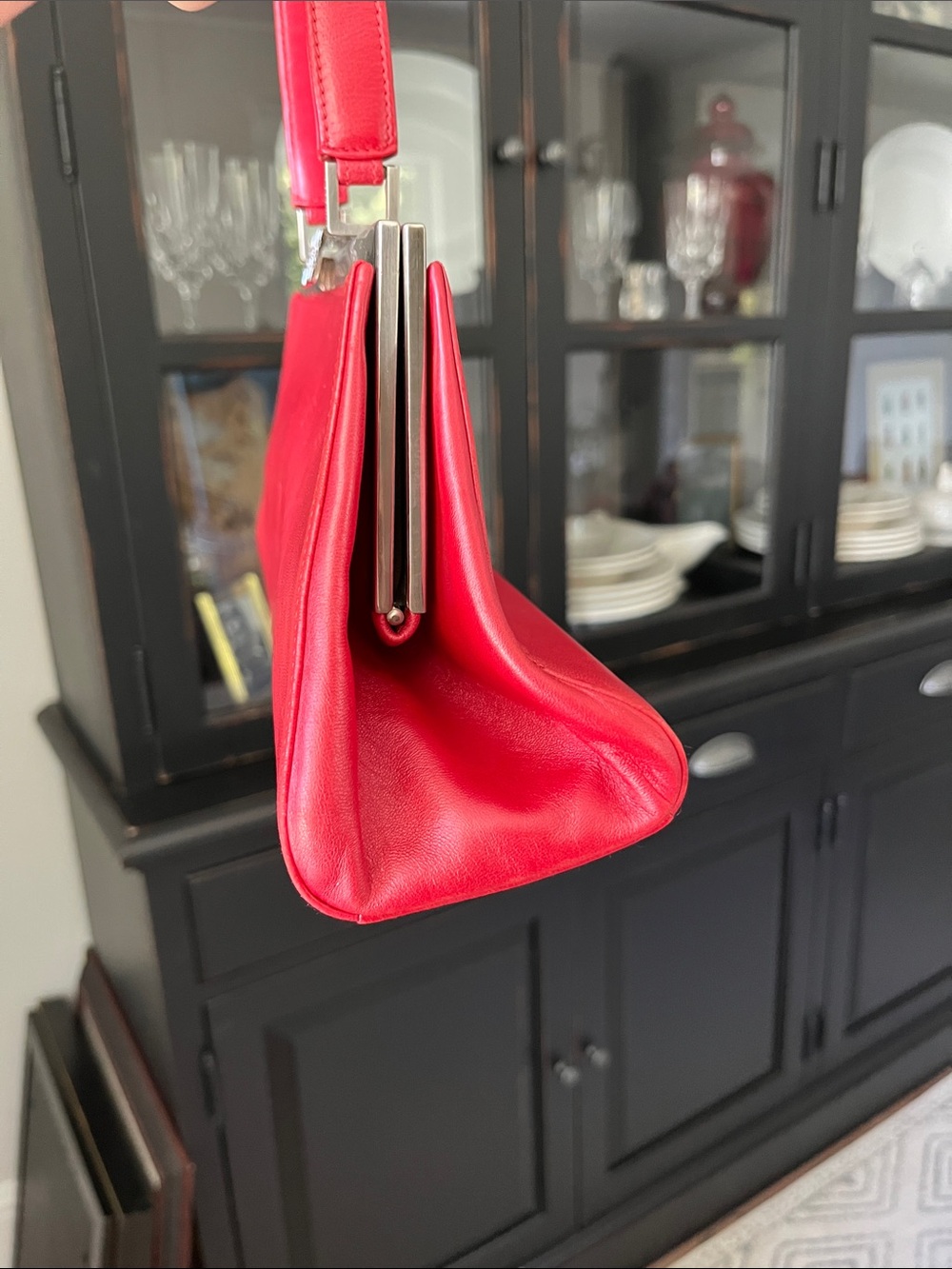 Vintage Burberry Red Top-Handle Women's Bag - Picture 11 of 13